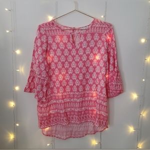 NWT Karissa and Me Coral and White Floral Tunic Blouse in Medium